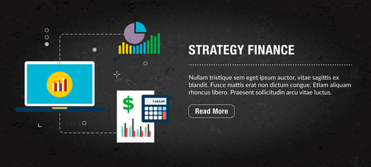 Wall Mural - strategy finance banner internet with icons in vector.