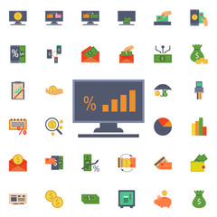 Aufkleber - Coin on the monitor screen icon. Universal set of banking for website design and development, app development