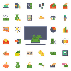 Aufkleber - Withdrawal of money on the monitor icon. Universal set of banking for website design and development, app development