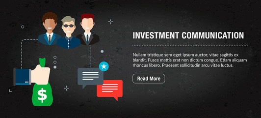 Wall Mural - investment communication concept banner internet with icons in vector.