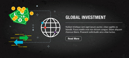 Wall Mural - global investment banner internet with icons in vector.