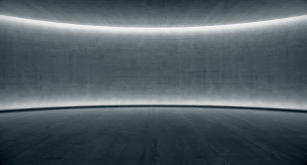 blank space Concrete wall with glowing light. Abstract background. 3d rendering