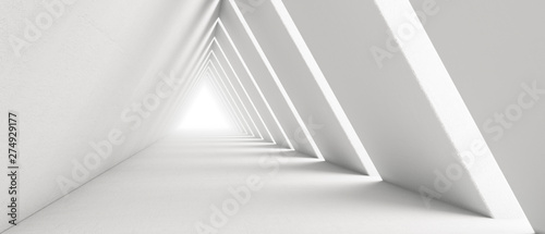 Dekoracja na wymiar  pusty-dlugi-korytarz-swiatla-nowoczesne-biale-tlo-futurystyczny-tunel-sci-fi-triangle-3d