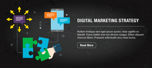Wall Mural - digital marketing strategy, banner internet with icons in vector.