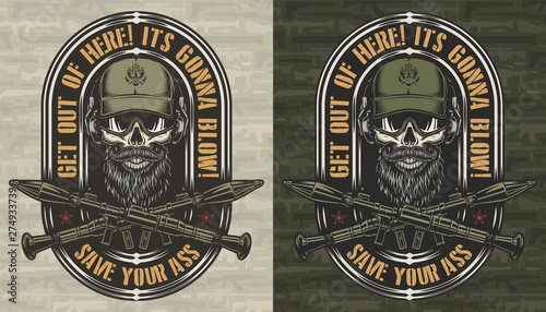 Vintage colorful military and army label