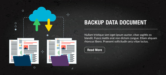 Wall Mural - backup data document, banner internet with icons in vector.
