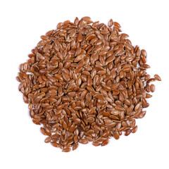 Wall Mural - flax seeds cereal organic on white background isolation, top view