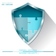 Internet security shield puzzle. Antivirus and firewall protection sign vector