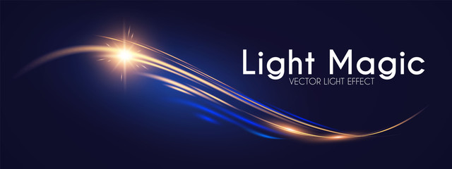 Wall Mural - Motion Light Effect. Shining Wave. Glow Design Element.