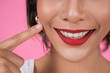 © Johnstocker - Close up Fashion woman red lips big smile