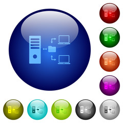 Wall Mural - Network file system with server color glass buttons