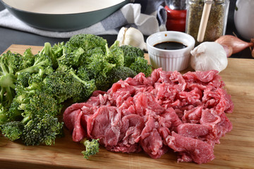 Wall Mural - Beef and broccoli ingredients