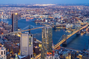 Aerial Brooklyn and Manhattan bridge New York