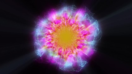 Wall Mural - Energy Wave 1010: A glowing plasma ball bursts with energy (Loop).