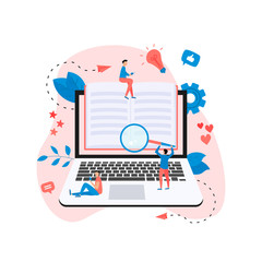 Flat design ebook concept. Online libraries and books	
