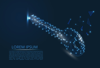 Poster - Abstract image of the key in the form of a constellation. Consists of points and lines. Data storage and protection of vector polygonal images in the form of a starry sky or space. Cyber security