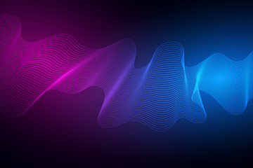 Poster - Technology concept. Future cyber technology web services for business and internet project. Geometric abstract background .Colored dynamic waves on a dark background. Vector Illustration
