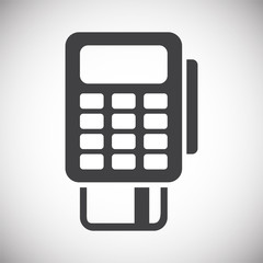 Poster - pos terminal icon on background for graphic and web design. simple illustration. internet concept sy
