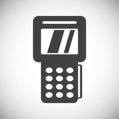 Poster - pos terminal icon on background for graphic and web design. simple illustration. internet concept sy
