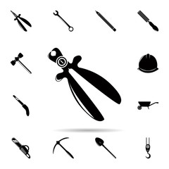 Poster - Construction tongs icon. Universal set of construction tools for website design and development, app development