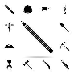Poster - Pencil icon. Universal set of construction tools for website design and development, app development