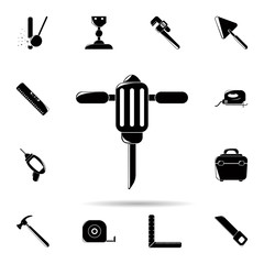 Poster - Construction jackhammer icon. Universal set of construction tools for website design and development, app development