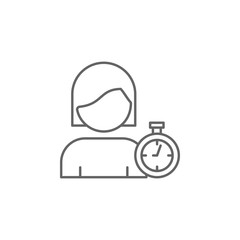 Poster - Woman, time management icon. Element of time management icon. Thin line icon for website design and development, app development