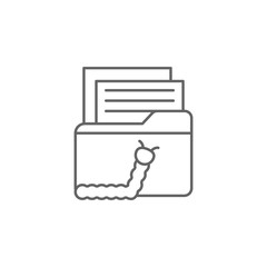 Poster - worm, files icon. Element of cyber crime icon. Thin line icon for website design and development, app development