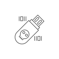 Poster - virus, usb drive icon. Element of cyber crime icon. Thin line icon for website design and development, app development