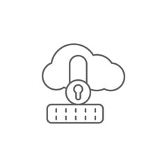 Poster - cloud, lock icon. Element of cyber crime icon. Thin line icon for website design and development, app development