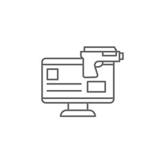 Poster - online robbery, cyber icon. Element of cyber crime icon. Thin line icon for website design and development, app development