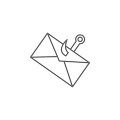 Poster - letter, phishing icon. Element of cyber crime icon. Thin line icon for website design and development, app development