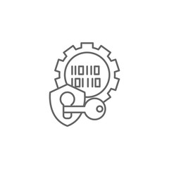 Poster - lock, key, code icon. Element of cyber crime icon. Thin line icon for website design and development, app development