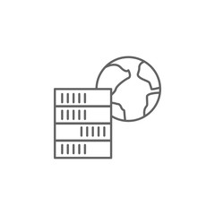 Poster - global server, earth icon. Element of cyber crime icon. Thin line icon for website design and development, app development