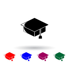 Poster - graduate's cap multi color icon. Elements of education set. Simple icon for websites, web design, mobile app, info graphics