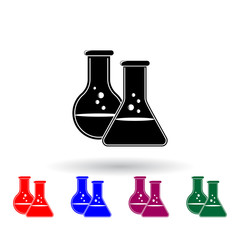 Poster - laboratory test tubes multi color icon. Elements of education set. Simple icon for websites, web design, mobile app, info graphics