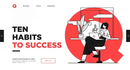 Poster - presentation slide template or landing page website design. business concept illustrations. modern f