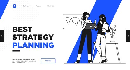 Poster - presentation slide template or landing page website design. business concept illustrations. modern f
