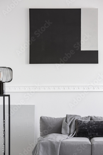 Monochrome Grey White And Black Living Room Interior With