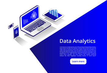 Poster - Isometric modern computers technology and networking concept. Web cloud technology business. Internet data services vector illustration