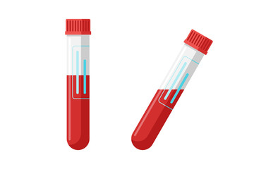 Blood test vertical and inclined tube set. Medical analysis vector illustration