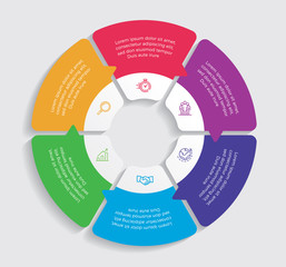 Fototapete - Infographic design vector and marketing icons can be used for workflow layout, diagram, annual report, web design.  Business concept with 6 options, steps or processes. - Vector 
