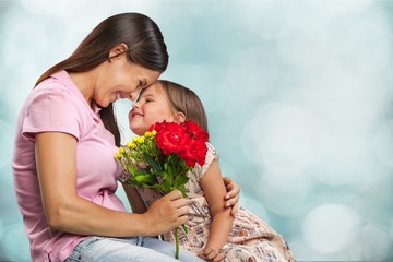 Wall Mural - Happy Mother and daughter hugging