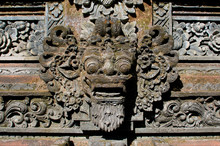 Typical Balinese Barong Mask Carved In Stone