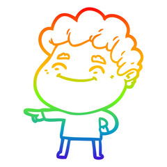 rainbow gradient line drawing cartoon friendly man