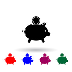 Poster - piggy bank multi color icon. Elements of finance set. Simple icon for websites, web design, mobile app, info graphics