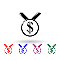 Poster - medal with a dollar sign multi color icon. Elements of finance set. Simple icon for websites, web design, mobile app, info graphics
