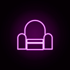 Poster - armchair neon icon. Elements of home things set. Simple icon for websites, web design, mobile app, info graphics