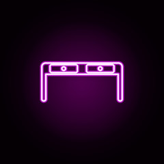 Poster - computer desk neon icon. Elements of home things set. Simple icon for websites, web design, mobile app, info graphics