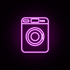 Poster - washing machine neon icon. Elements of home things set. Simple icon for websites, web design, mobile app, info graphics